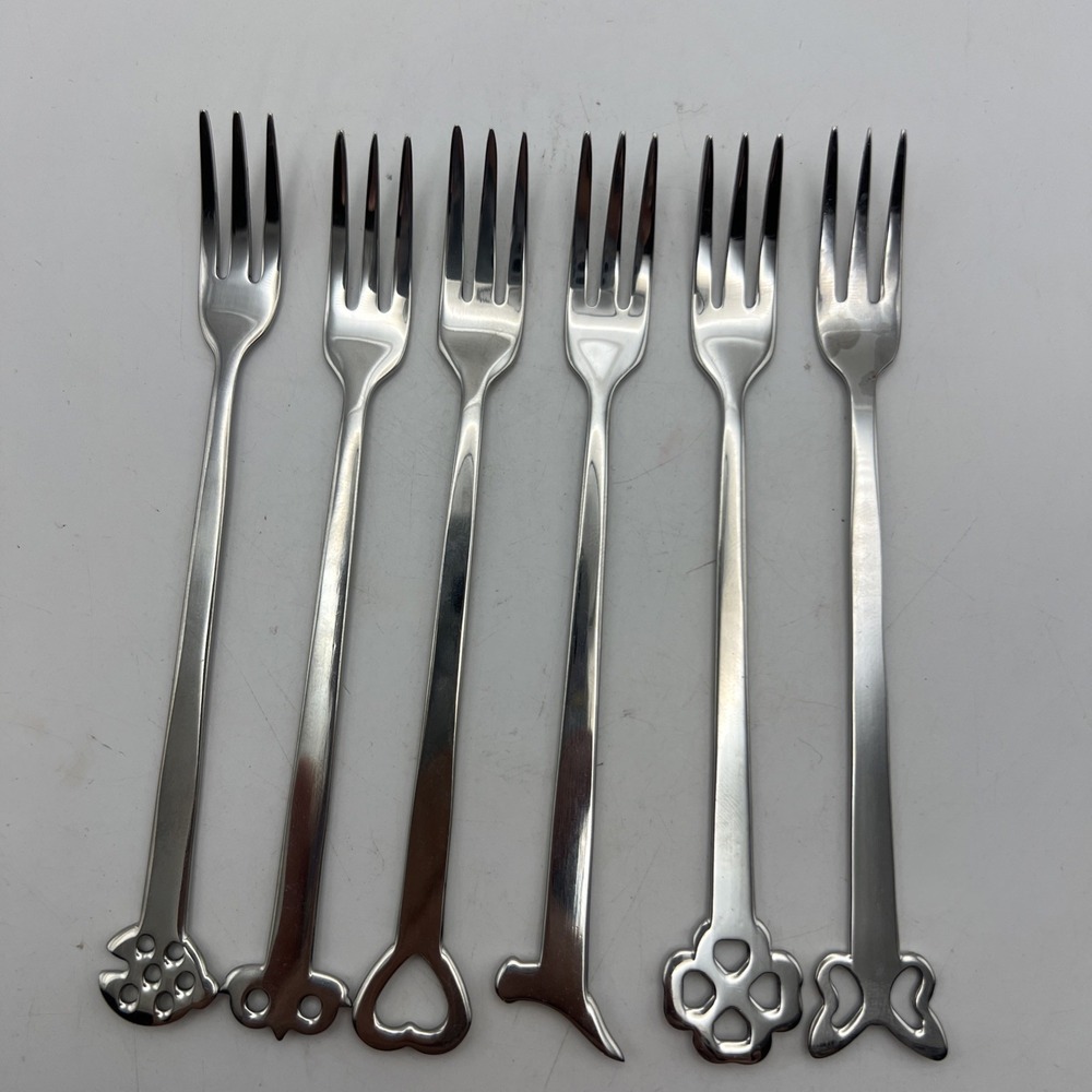 Mepra Evento Mini Cocktail Forks Set of 6 Italian Luxury 18/10 Stainless Steel